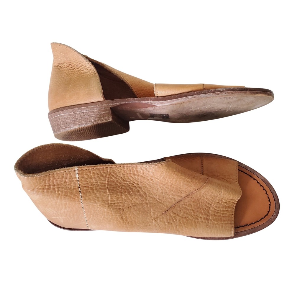 Free People Mont Blanc Dorsay Sandals Tan Leather Flat‎ Slingback Shoes 36 Brown